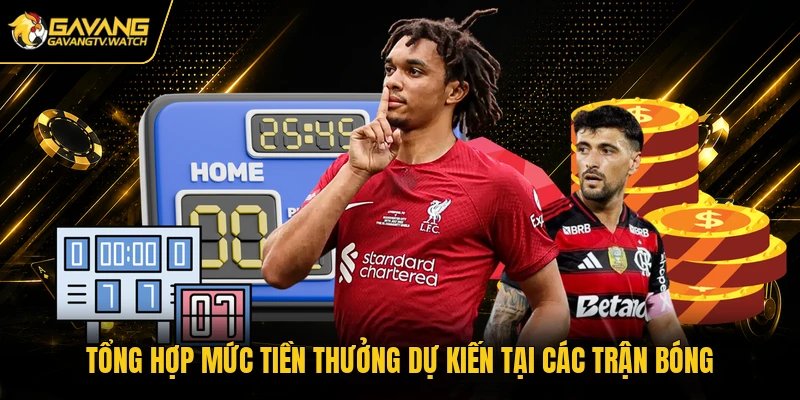 Tổng hợp mức tiền thưởng dự kiến tại các trận bóng